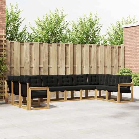 vidaXL Ensemble de canapés d'extérieur 10 pc Blanc et noir (1/5)