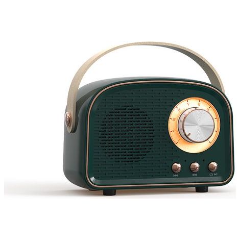 Altoparlante Bluetooth retrò – Mini altoparlante wireless portatile – Funzionalità TWS – Altoparlante retrò decorativo – Adatto per uso domestico/esterno – Verde (1/5)