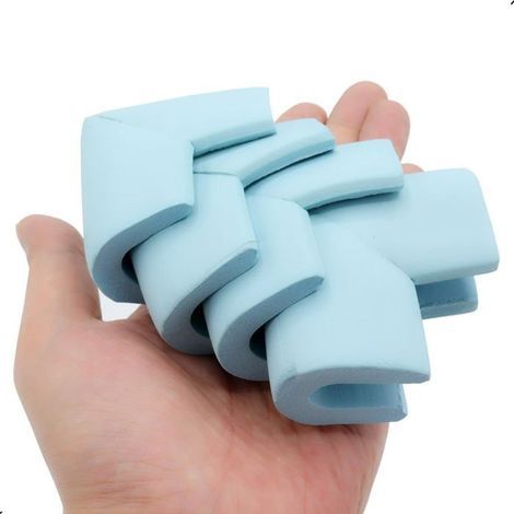 Lot de 4 protections d'angle en mousse pour protéger les coins de la table basse - En caoutchouc souple - Type U - Bleu (1/2)