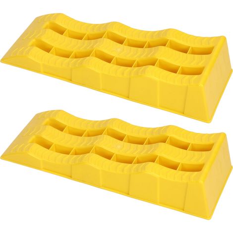 1 paire de cales de mise à niveau RV 3 étages jaunes pour stabiliser caravane et camping-car sur terrain inégal (1/5)
