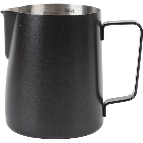 Pichet à lait Acier inoxydable 304 Bec verseur pointu Échelle graduée 350ml Noir (1/5)