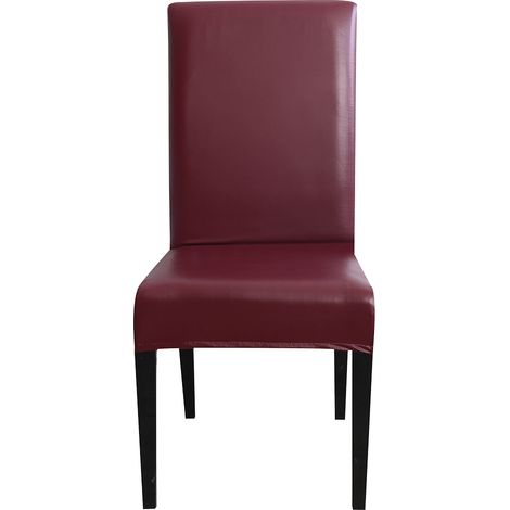 Housse De Chaise En Cuir Pu Extensible - Protection Anti-Taches Et Poussière - Pour Cuisine Salon Bureau Et Mariage - Lot De 1 (1/5)