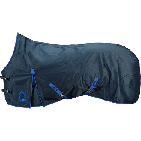 Coperta da paddock impermeabile leggera sfoderata e traspirante in nylon tessuto esterno 600 denari: 120 cm, Blu con Profili a contrasto (09)
