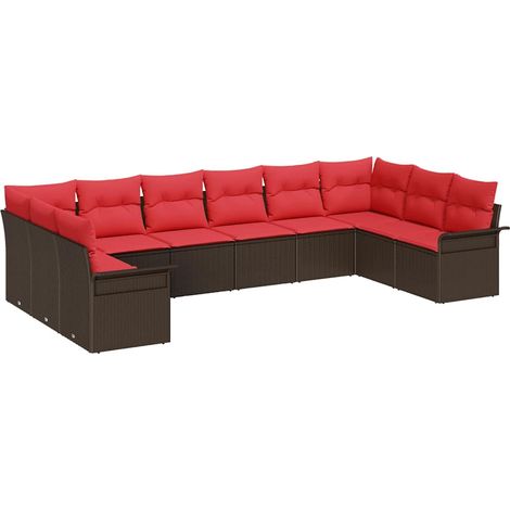 Set Divano da Giardino con cuscino 10 pcs Marrone polyrattan vidaXL