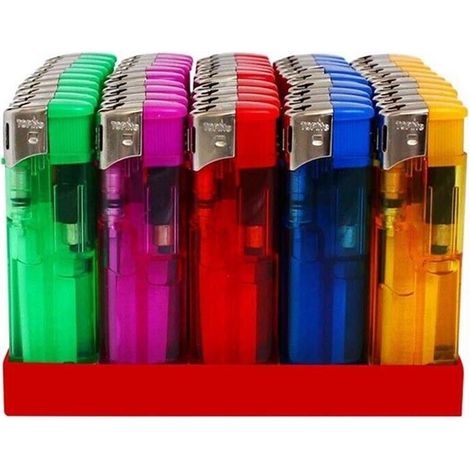 Stock 50 Pz Accendini Colorati . Fiamma Regolabile Accendino Elettronico