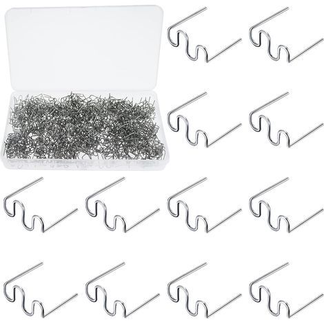 500 PCS Agrafes Chaudes Métal, 0.8mm Wave Style Soudure Plastique Agrafe pour Réparation de Pare-Chocs de Voiture, Soudage de Carrosserie, avec Boîte (1/5)
