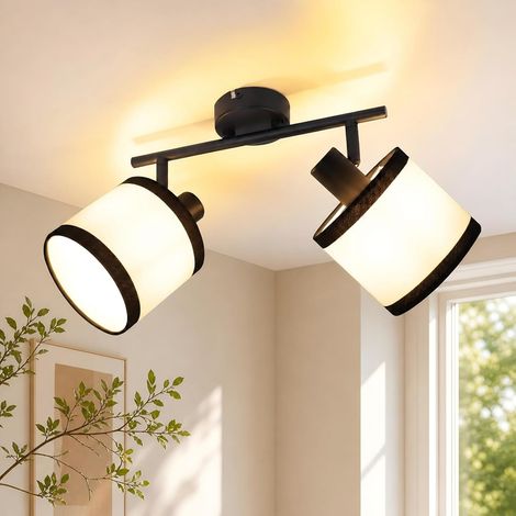 Plafonnier spot noir pour couloir 2 lampes plafonnier  LED tissu E14 spot vintage orientable pour cuisine chambre chambre d'enfant vestiaire (ampoule non incluse) (1/5)
