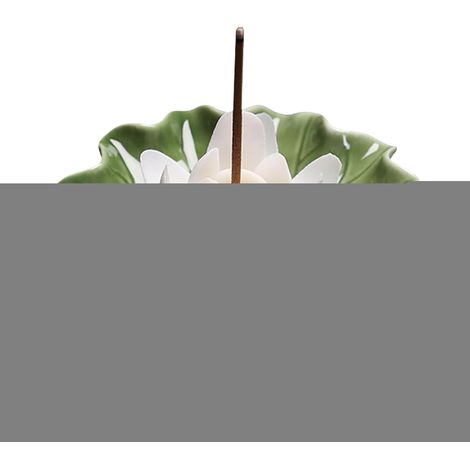 Brûle-encens en céramique Plateau Forme Fleur  Porte-bâton d'encens avec base en forme de feuille Pour la pratique du yoga, les spas, les salons, les chambres et la (1/2)