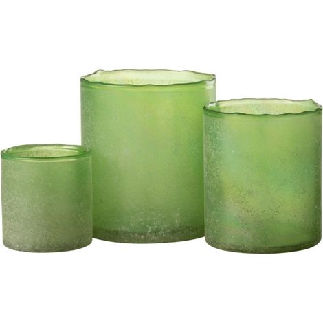 Lot de 3 Photophores en Verre "Ruby" 15cm Vert (1/5)