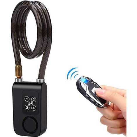 Antivol de sécurité pour vélo avec télécommande sans fil, alarme de vibration, antivol à code pour moto électrique, chaîne noire (1/5)