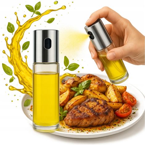 Spray de aceite de oliva de 100 ml con pulverizador de vidrio, dispensador de aceite para cocina.
