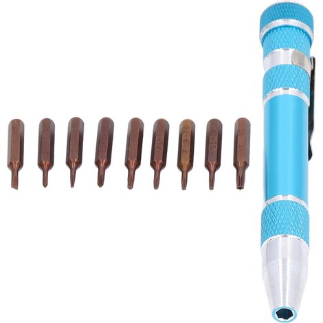 Jeu d'embouts de tournevis portables de type stylo avec 9 embouts spécifiques pour composants électroniques (1/5)