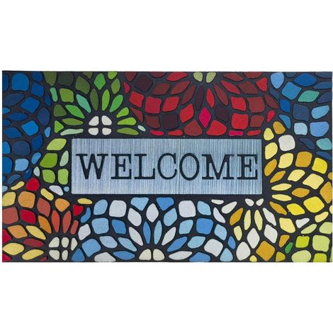 Tapis d'Entrée Extérieur Coloré - 50 x 80 cm - Résistant Antidérapant Dos Caoutchouc (1/5)