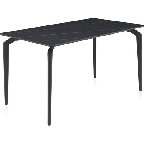 Table céramique noire design avec pieds métal noir élégance - noir céramique veiné élégant (1/5)