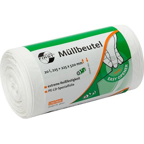 Sacs-poubelle 20 L, blancs, 50 sacs/rouleau