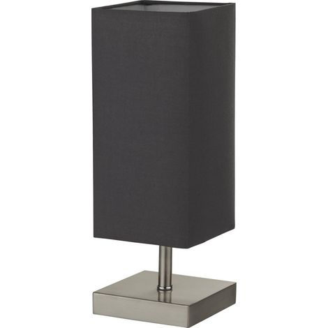Searchlight Valley Lampe de table en argent satiné et abat-jour gris foncé