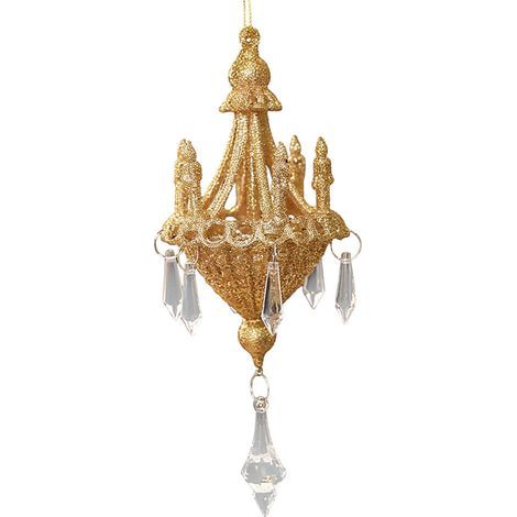 Lustre de Noël réutilisable, ornement, lustre en cristal-Or (1/2)