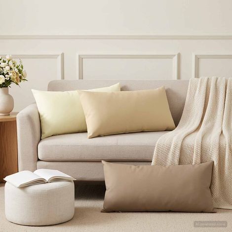 Housse de coussin 2 pcs HEERLEN Crème 40 x 70 cm Polyester (1/5)