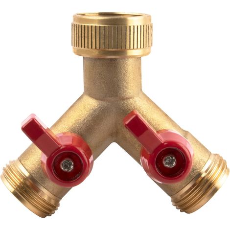 Gartenschlauchverteiler aus Messing, robuster Y-Verteiler aus massivem Messing, 2-Wege-Wasserhahnverteiler, Gartenschlauchumsteller, 3/ (1/4)