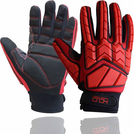 Filiyano-Gants anti-vibrations wxsp, rembourrage SBR, protection TPR, gants de mécanicien (taille L, noir) Rouge (1 paquet) Taille (1/5)