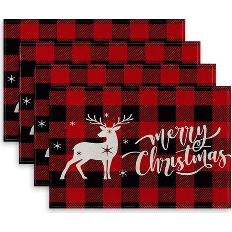 Lot de 4 sets de table rouges de Noël pour les fêtes/réceptions/événements en extérieur (1/5)