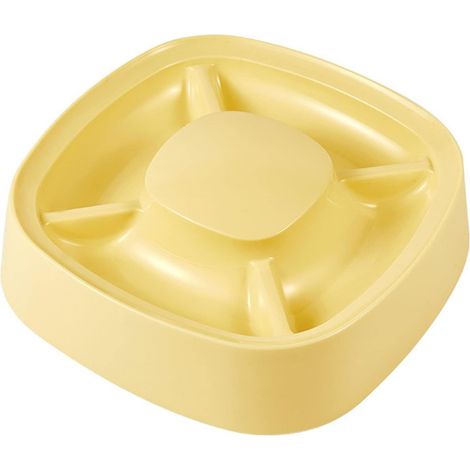 Mangeoire Lente pour Chat, évite l'étouffement, 4 Fentes, lissage durables, Bol de Nourriture Multifonction en PP pour Animal de Petite Taille, pour Chiot, Chaton (Jaune) (1/5)