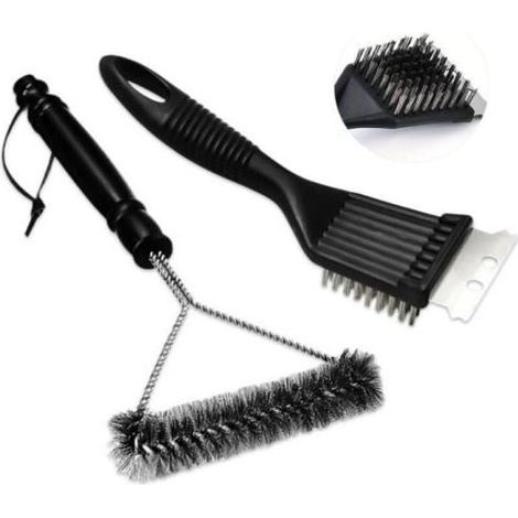 Brush for Grill, Brush of Cleaning for Barbecue, Brush to Barbecue, Brush of Barbecue, Barbecue Brush, 2 in 1 Stainless - fy (1/4)