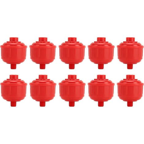 10 filtres jetables pour pistolet à peinture, rouges, résistants à l'usure, filetage 1/4 pouce, en plastique, filtre pour conduite d'air tourbillonnante