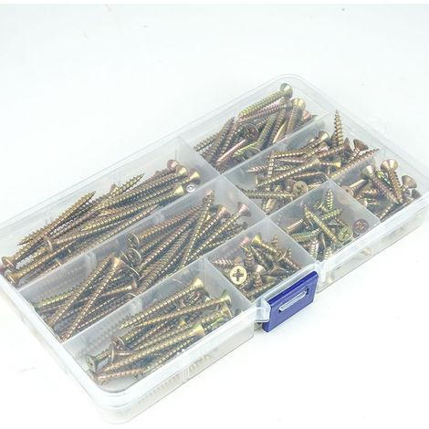 210 Vis à Bois Autotaraudeuses M4, Vis à Tête Plate Croisée, Vis Autoperceuses, Assortiment de Vis pour Cloisons Sèches Multi-usages - M4x (16/20/25/30/35/40/45/50 mm) (1/3)