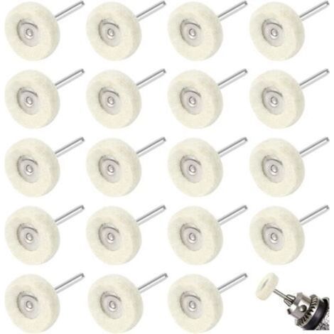 Roue de Polissage pour Perceuse 20 Pcs Roue de Polissage en Laine 25mm Disque de Polissage Tampon à Polir pour Nettoyage en Forme de T Outil de Polissage pour Meulage Polissage de Métal Bois (1/5)