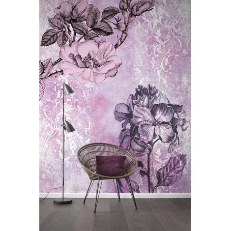 Papier peint panoramique classique Baroque Rose (1/4)