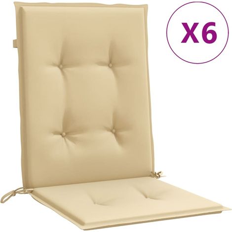 Coussins de chaise à dossier bas lot de 6 beige mélangé tissu (1/5)