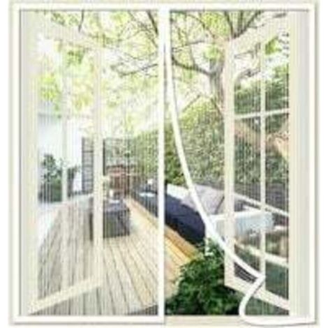 Magnetischer Fliegengitter für Fenster, 120 x 120 cm, Moskitonetzvorhang für Fenstertüren, magnetisches Anti-Moskitonetz, automatisches Schließen, Polyesternetz, mit Klebestreifen, weiß (1/4)