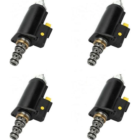 Quatre électrovannes 24V (1119916, 111-9916, SKY5P-12-D) compatibles avec les pompes hydrauliques des excavatrices CAT 320, 200B, 320D et 320C. (1/5)