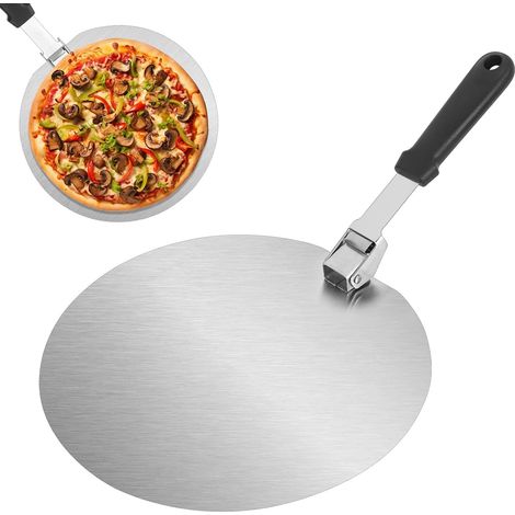 Pala per pizza in acciaio inossidabile - Pala per pizza rotonda - Pala per pizza in metallo resistente - Per pizza, pasticceria, pasta, pane, torte, ecc. - 1 pezzo (1/5)
