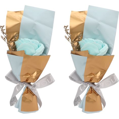 2-teiliges dekoratives Seifenrosenblüten-Set, blau, praktische Geschenkverpackung, romantischer Stil, realistische Seifenblume für Balkone (1/5)