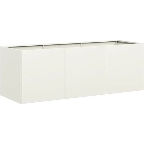 Macetero moderno y profundo para jardín o balcón 120 x 40 x 40 cm fabricado en acero laminado en frío blanco 020051465 (1/5)
