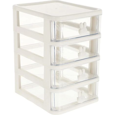 Boîte de rangement en plastique, 21 x 17 cm, 4 niveaux, multifonctionnelle, avec tiroirs et mini-tiroirs, idéale pour la maison. (1/5)