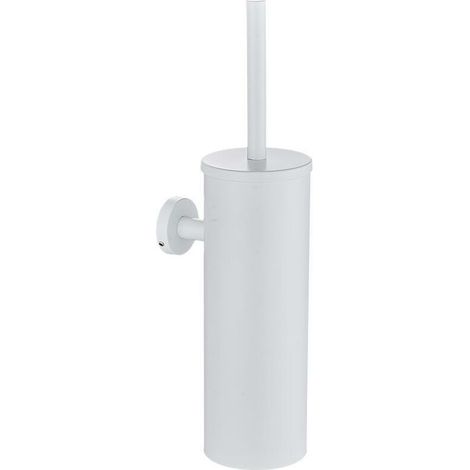 Porte-brosse de toilette en acier inoxydable 304, brosse de toilette murale à long seau pour décoration de salle de bain (blanc) (1/5)