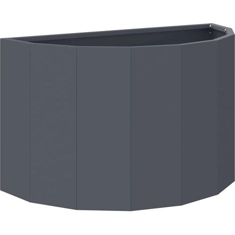 Jardinière demi-ronde moderne pour extérieur 60 x 30 x 35 cm design chic en acier anthracite (1/5)