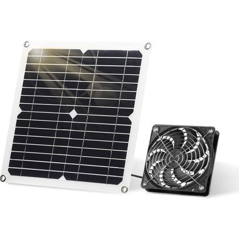 12-W-Solarventilator – Wetterfestes Solarpanel – Mit Gleichstromlüfter – Für kleine Hühnerställe, Gewächshäuser, Schuppen, Tierhäuser, Fütterung oder