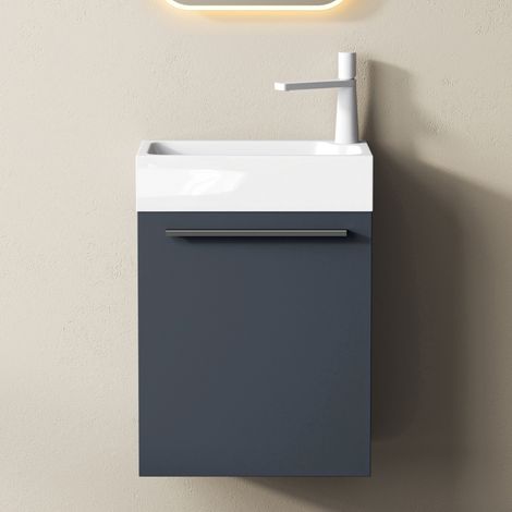 Mai & Mai Meuble de Salle de Bain Gris Noir Mat 46cm Meubles de Salle de Bain Suspendu avec Vasque (1/5)