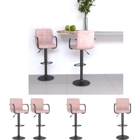 The Living Store Barhocker 2 Stk. Rosa Samt - Barhocker (1/5)
