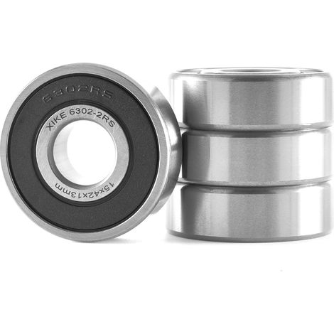 Lot de 4 Roulement à billes 6302-2RS 15x42x13mm en acier 100Cr6  Double Joint en Caoutchouc (2RS) · Précision ABEC-3 (P6) · Pré-lubrification · Rotation fluide et faible bruit. (1/5)