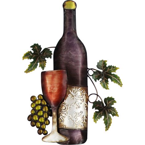 Signes Grimalt Placa De Metal Adorno Pared  Adorno Pared Vino Placas Metal Negro 3x30x47cm 31497