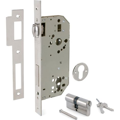 Tesa Lock R.2036-50 Acier inoxydable - Serrures à mortaiser avec rouleau et clé - TESA 4036 Avec cylindre