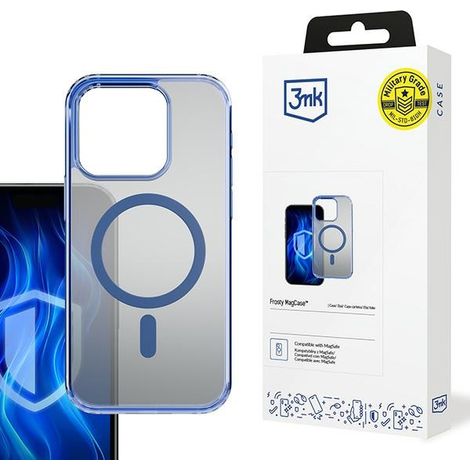 Funda MagSafe Frosty para iPhone 16 Pro 3MK, color azul