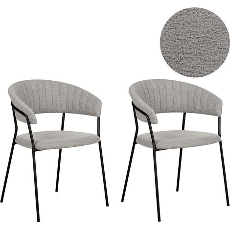 Esszimmerstuhl 2er Set MARIPOSA Bouclé Grau (1/5)