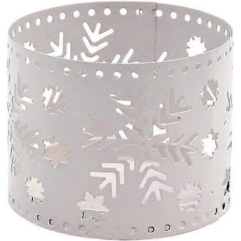 Bougeoirs de Noël en fer forgé ajouré, porte-stylos de bureau, décoration de fête - Motif flocon de neige (blanc)-Colorful (1/2)