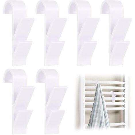Lot de 8 crochets multi-usages pour radiateurs ronds, porte-serviettes, radiateurs, crochets en ABS pour radiateur de salle de bain, crochets pour tous les radiateurs standard, blanc (1/5)